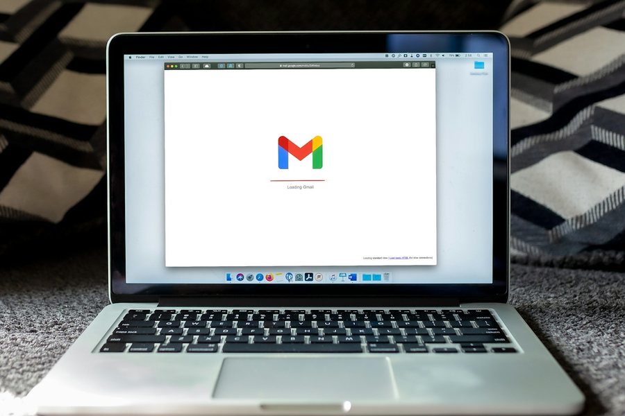 Laptop opening an email inbox