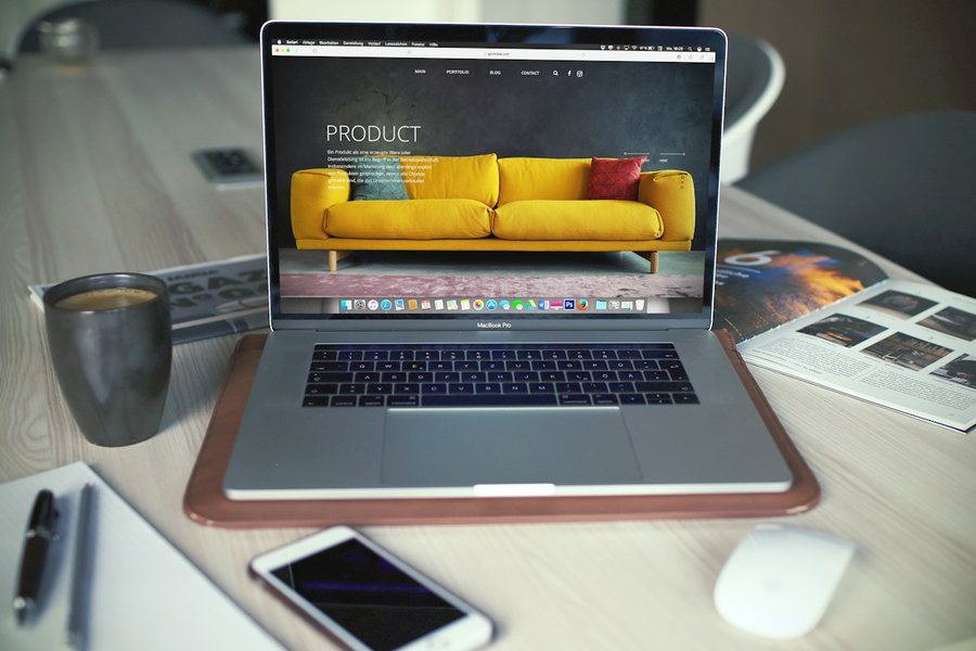 Laptop showing a product landing page